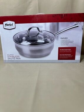 Parini Stainless Steel 9.5-Inch Saute Pan with Lid - Silver